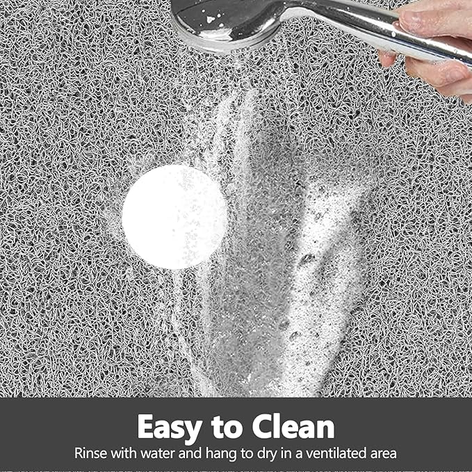 Shower Mat Non Slip: 32 x 24 Inch Extra Large Shower Mats with Drain Hole in Middle - Soft Loofah Quick Drying Matt for Shower Stall