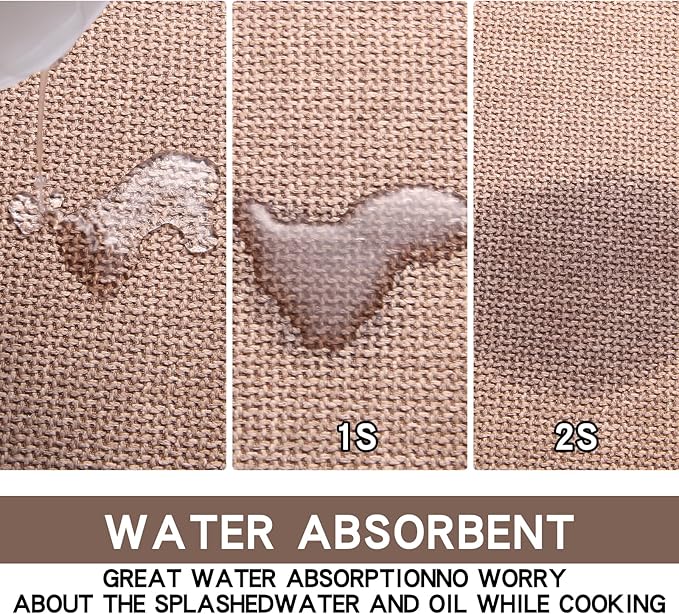 SUMLANS Kitchen Mat Set of 2 PCS, Cushioned Non Slip Rugs for Kitchen Floor, Absorbent Runner Comfort Standing Mats Washable for Kitchen, Office, Home (Camel, 17.3"x47"+17.3"x71")