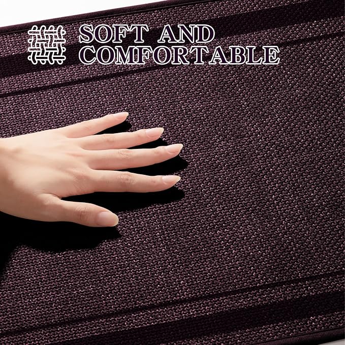 chakme Bathroom Rugs Mat 24x17, Ultra Thin Non Slip Bath Mat Small Quick Dry Absorbent Bath Mat for Bathroom Floor, (Dark Purple, 24"x17")