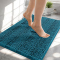 OLANLY Thick Small Bathroom Rugs 24x16, Extra Absorbent Chenille Striped Bath Rugs, Rubber Backing, Machine Wash, Bath Mats for Bathroom Floor, Tub and Shower, Home Decor Accessories, Peacock Blue