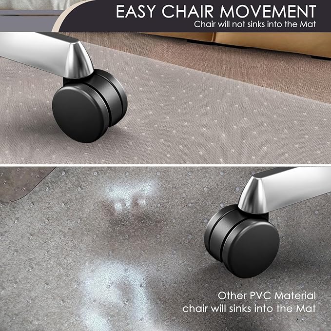 Kuyal Office Chair Mat for Carpet, Set of 2, 32x48 Clear Heavy Duty Computer Chair Mat, Under Desk Protector Carpeted Floors Mat, Easy Chair Movement,Ship Flat