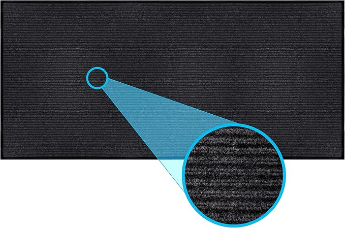 MaxMat® Industrial Grade Doormat - Extra Large, Heavy Duty, Waterproof, Indoor/Outdoor, Easy to Clean Floor Mat (4 x 10 Feet, Black, MXM-RIB0410BK)