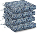 IPYNBAP Outdoor Chair Cushions Set of 4 -Waterproof Outdoor Seat Cushions for Patio Furniture, Patio Chair Cushion with Handle and Ties, Out Door Chair Pads,19x19x3-Square, Green Paisley