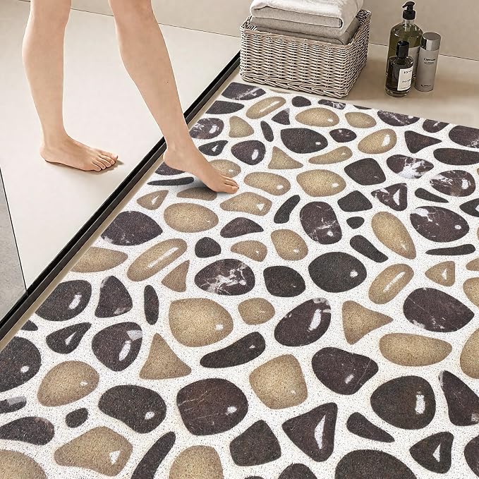 Large Shower Mat Non Slip: Anti Slip Shower Mats for Inside Shower, Soft PVC Loofah Shower Floor Mat, Extra Large Bath Mat for Shower, Tub, Bathroom, Floor, Kitchen, Home, Pool, Hotel, Quick Drying
