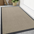 Smiry Front Door Mat Outside Entrance, Heavy Duty Natural Rubber Doormat, Non Slip, Trap Dirt and Moisture, Easy Clean, Low Profile Welcome Floor Mats for Indoor Outdoor Entry, 59x34 Inch, Beige