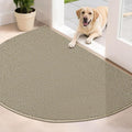 BEQHAUSE Dirt Trapper Door Mat 32" x 48" Half Circle Non-Slip Washable Doormats Entrance Rugs Absorbent Welcome Low Profile Floor Mats for Front Back Door and Entryway, Light Beige