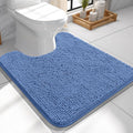 OLANLY Toilet Rugs U-Shaped 24x24, Extra Soft Absorbent Chenille Contour Bathroom Rugs for Toilet, Dry Quickly, Machine Washable, Non-Slip Bath Mat, Cornflower Blue