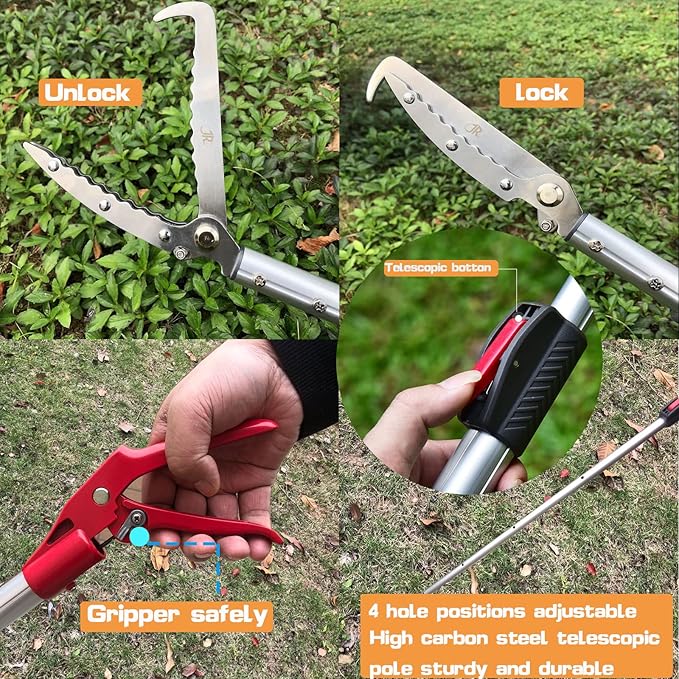 7.3ft Snake Catcher Tongs Grabber Professional Traps Stick Heavy Duty Auminum Alloy Pick-up Handing Tools