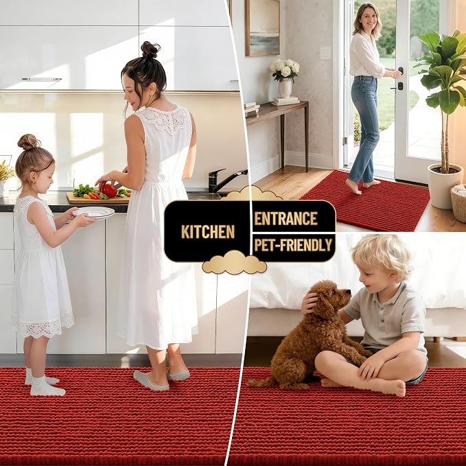 OLANLY Bathroom Runner Rugs 44x24, Extra Soft Absorbent Chenille Bath Rugs, Rubber Backing, Machine Wash Dry, Long Bath Mats for Bathroom, Tub and Shower, Home Decor Accessories, Rustic Terracotta