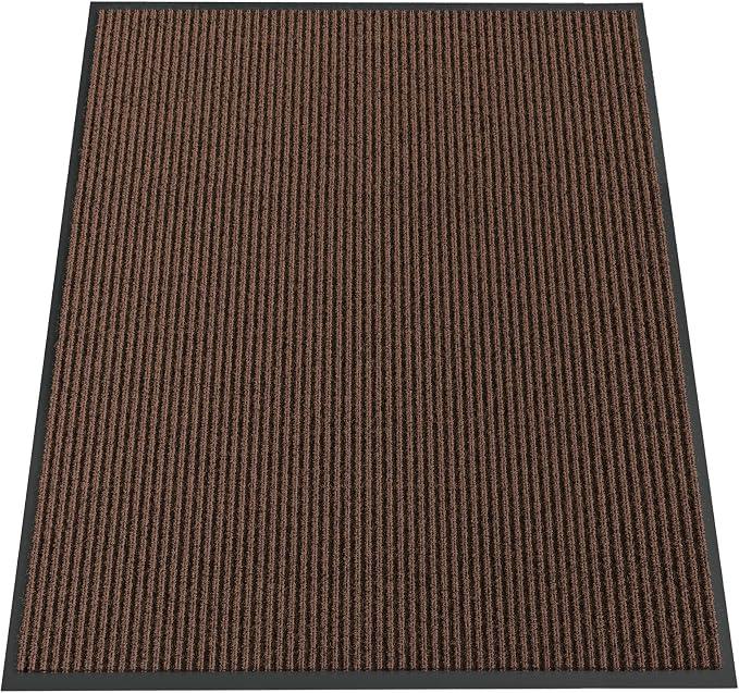 Indoor Outdoor Door Mat, 5' x 4' Doormat for Entryway, Rubber Backing Non Slip Front Door Mat Outside Entrance, Super Absorbent Commercial Floor Mat for Home Office, Brown