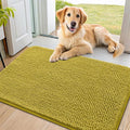 Smiry Dog Door Mat for Muddy Paws 36x24, Absorbent Dirt Trapper, Non-Slip Washable Chenille Entryway Rug for Inside Floor, Mustard Yellow, Classic Solid