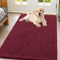 Smiry Dog Door Mat for Muddy Paws 47x32, Absorbent Dirt Trapper, Non-Slip Washable Chenille Entryway Rug for Inside Floor, Burgundy, Classic Solid
