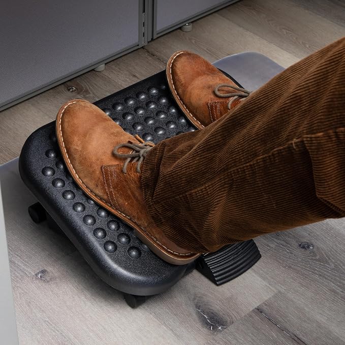 Mind Reader Foot Rest, Under Desk at Work, Ergonomic, Height Adjustable, Office, Plastic, 17" L x 13" W x 6.25" H, Black (Pack of 5)