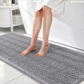 OLANLY Thick Bathroom Runner Rugs 70x24, Absorbent Chenille Striped Bath Rugs, Rubber Backing, Machine Wash Dry, Extra Long Bath Mats for Bathroom Floor, Tub and Shower, Home Decor Accessories, Grey