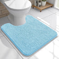 OLANLY Toilet Rugs U-Shaped 20x20, Extra Soft Absorbent Chenille Contour Bathroom Rugs for Toilet, Dry Quickly, Machine Washable, Non-Slip Bath Mat, Sky Blue
