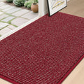 BEQHAUSE Dirt Trapper Door Mat 36" x 60", Non-Slip Washable Doormats Entrance Mat, Dirt Resistant and Absorbent Welcome Mat, Low Profile Floor Mats for Front Back Door and Entryway, Red