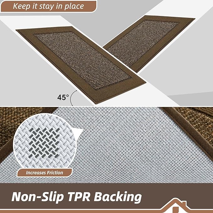 BEQHAUSE Indoor Door Mat 32" x 48", Dirt Trapper Door Mats Non-Slip Entryway Rugs Washable, Resist Dirt Absorbent Welcome Mat, Low Profile Floor Mats for Front Back Door and Entryway, Brown