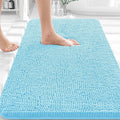 OLANLY Bathroom Rugs 30x20, Extra Soft Absorbent Chenille Bath Rugs, Rubber Backing Quick Dry, Machine Washable Bath Mats for Bathroom Floor, Tub and Shower, Home Decor Accessories, Sky Blue