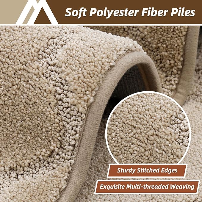 COSY HOMEER Kitchen Rugs 24"x36"/24"x60" Non-Slip Washable Kitchen Mats for Floor Absorbent Kitchen Carpet Soft Rugs for Kitchen,Sink Mat,Entrance,Area Rug,Warm Beige