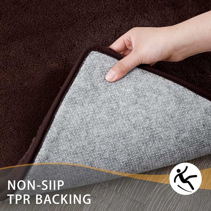 MINIDEAR Toilet Rugs 24x20 - U Shaped Dark Brown Thick Memory Foam Contour Rugs,Ultra Soft & Plush Fluffy, Non-Slip, Quick Dry, Absorbent Washable Floor Microfiber Mat for Home Decor Accessories