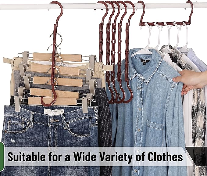 Mr. Pen- Space Saving Hangers, 8 pcs, 360° Rotating Hooks, Magic Cascading Hanger Organizer with 5 Enclosed Slots, Closet Organizers and Storage for Clothes, College Dorm Room Essentials