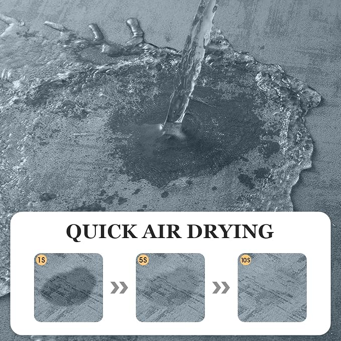 ACCUMTEK Non Slip Bath Mat, Thin Bathroom Rugs Fit Under Door, Quick Dry Bath Mats, Machine Washable Bath Rugs for Bathroom, Bathtub & Kitchen, Bathtub, Haze Blue/Marble/24 x17