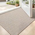 LUMI Ultra Thin Indoor Door Mat for Entrance 24"x36", Non Slip Entryway Mat, Low Profile Doormat, Unique Herringbone Design Carpet for Inside, Patio, Porch, Beige