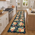 DUKINO 2x8 Washable Runner Rug, Lightweight Soft Floral Hallway Rug Runner with Low Pile Design, Non Shedding & Non Slip Backing Thin Indoor Carpet for Bedroom, Bathroom, Entrance, Kitchen, Navy Blue