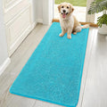 OLANLY Dog Door Mat for Muddy Paws 70x35, Absorbs Moisture and Dirt, Absorbent Non-Slip Washable Doormat, Quick Dry Chenille Mud Mat for Dogs, Entry Indoor Entryway Carpet for Inside Floor, Aqua Blue
