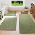 YIHOUSE Green Bathroom Rugs Sets 3 Piece, Quick Dry Thin Bath Mat with Toilet Rug, Non Slip Absorbent Machine Washable, Bath Runner Rugs for Bathtub Sink Home Decor