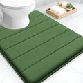 OLANLY Memory Foam Toilet Rugs U Shaped 24x20, Super Soft Absorbent Contour Bath Rugs, Quick Dry Machine Washable Toilet Mat, Bathmat Floor Carpet, Bathroom Home Decor Accessories, Olive Green