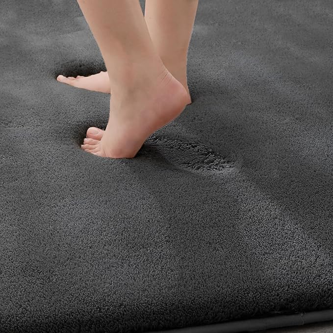 MINIDEAR Bathroom Rugs 32x20 Volcanic Gray - Thick Memory Foam Bath Mat, Ultra Soft & Plush Fluffy, Non-Slip, Quick Dry, Absorbent Washable Floor Microfiber Mat for Tub, Home Decor Accessories