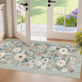DUKINO 2x4 Rug for Entryway, Washable Kitchen Floral Runner Rug with Non Slip Backing, Low Pile Soft Boho Carpet for Kitchen, Hallway, Entryway, Laundry, Bedroom, Sage Green