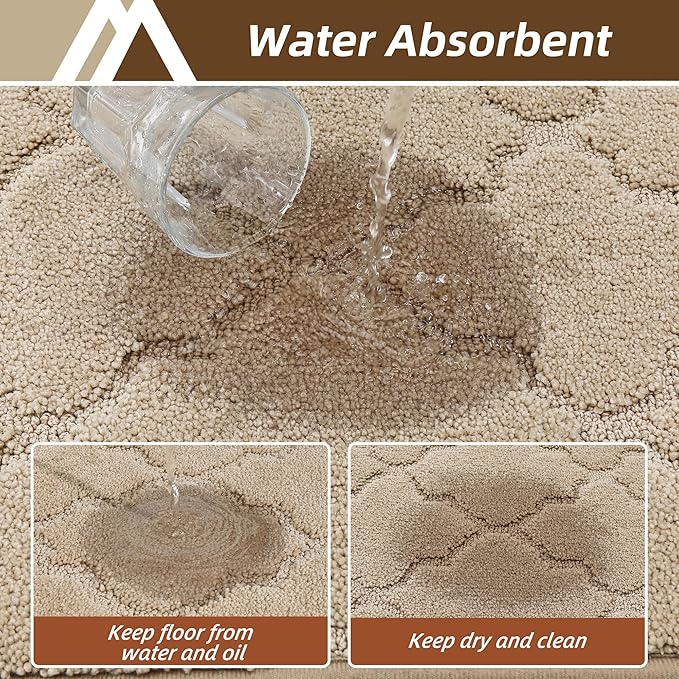 COSY HOMEER Kitchen Rugs 24"x36"/24"x60" Non-Slip Washable Kitchen Mats for Floor Absorbent Kitchen Carpet Soft Rugs for Kitchen,Sink Mat,Entrance,Area Rug,Warm Beige