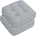 GOFORIT Chair Cushions Set of 2,Tufted Shredded Memory Foam Chair Pads, Non-Slip Seat Cushions with Removable Cover, 16'' x 16'', 2 Pack,Grey