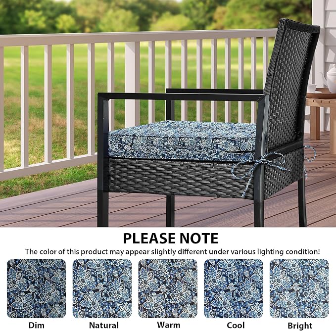 IPYNBAP Outdoor Chair Cushions Set of 4 -Waterproof Outdoor Seat Cushions for Patio Furniture, Patio Chair Cushion with Handle and Ties, Out Door Chair Pads,17x16x2-Square, Green Paisley