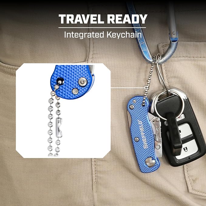Sheffield Mini Box Cutter, Mini Utility Knife Aluminum Handle, Accepts Mini Utility Blades, Keychain Knife for Home, Office, Trades, and Warehouse