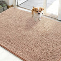 OLANLY Dog Door Mat for Muddy Paws 50x30, Absorbs Moisture and Dirt, Absorbent Non-Slip Washable Doormat, Quick Dry Chenille Mud Mat for Dogs, Entry Indoor Entryway Carpet for Inside Floor, Peach