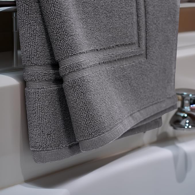 Tens Towels Pack of 2 Bath Mats 100% Cotton, 20 x 32 Inches, Super Absorbent, Hotel Quality Premium Floor Towels, Luxurious, Soft & Quick Dry, Not a Bathroom Rug, Dark Grey