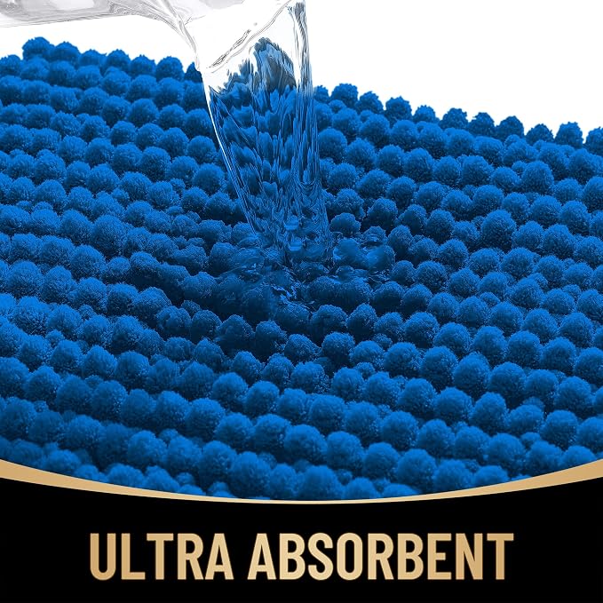 OLANLY Thick Small Bathroom Rugs 24x16, Extra Soft Absorbent Chenille Bath Rugs, Rubber Backing, Machine Wash Dry, Bath Mats for Bathroom Floor, Tub and Shower, Home Decor Accessories, Deep Navy Blue
