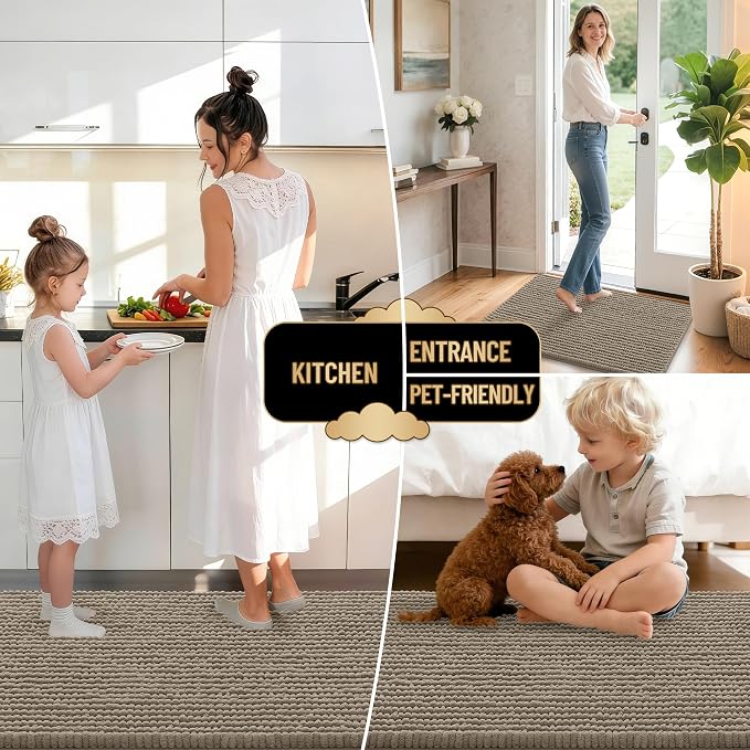 OLANLY Thick Bathroom Rugs 30x20, Extra Soft Absorbent Chenille Bath Rugs, Rubber Backing, Machine Wash Dry, Bath Mats for Bathroom Floor, Tub and Shower, Home Decor Accessories, Warm Taupe