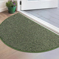 BEQHAUSE Dirt Trapper Door Mat 17" x 30" Half Circle Non Slip Washable Doormats Entrance Rugs Absorbent Welcome Low Profile Floor Mats for Front Back Door and Entryway, Green