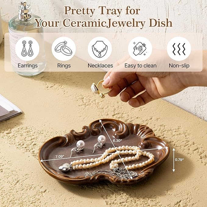 Jewelry Dish, Ring Dish, Ceramic Jewelry Tray, Trinket Dish, Ring Holder Dish, Cute Vanity , Small Key Bowl, Valentine's Christmas Gifts for Women Daughter Girlfriend BFF on Birthday Engagement, Red