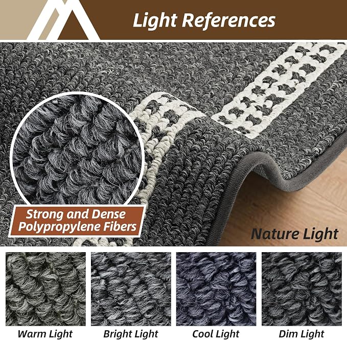 COSY HOMEER Kitchen Rugs Non-Slip 20x30/20x48 Inch Thick Polypropylene Standing Mat for Home Machine Washable, Black
