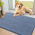 Smiry Dog Door Mat for Muddy Paws 36x24, Absorbent Dirt Trapper, Non-Slip Washable Chenille Entryway Rug for Inside Floor, Airy Blue, Classic Solid