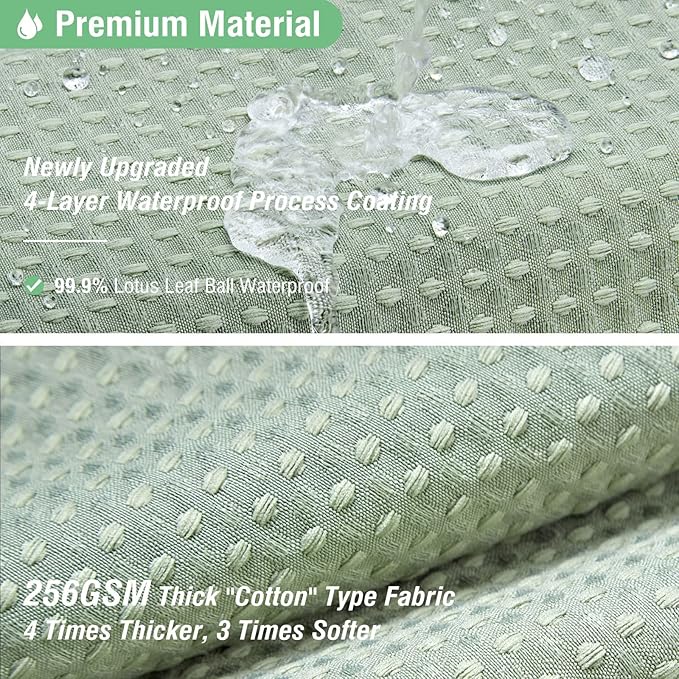 Dynamene Stall Fabric Shower Curtain - 54x78 inch Long Waffle Weave Weighted Thick Cloth Shower Curtains for Bathroom,Heavy Duty Hotel Spa Luxury Bath Curtain Set with 10 Plastic Hooks,Sage Green