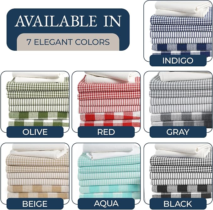 LANE LINEN 20 Piece Kitchen Linen Set - Soft Absorbent Cotton Dish Towels, Reusable Terry Dish Cloths, Flour Sack Towels for Baking, Quilted Oven Mitts & Pot Holders for Everyday Cooking - Beige