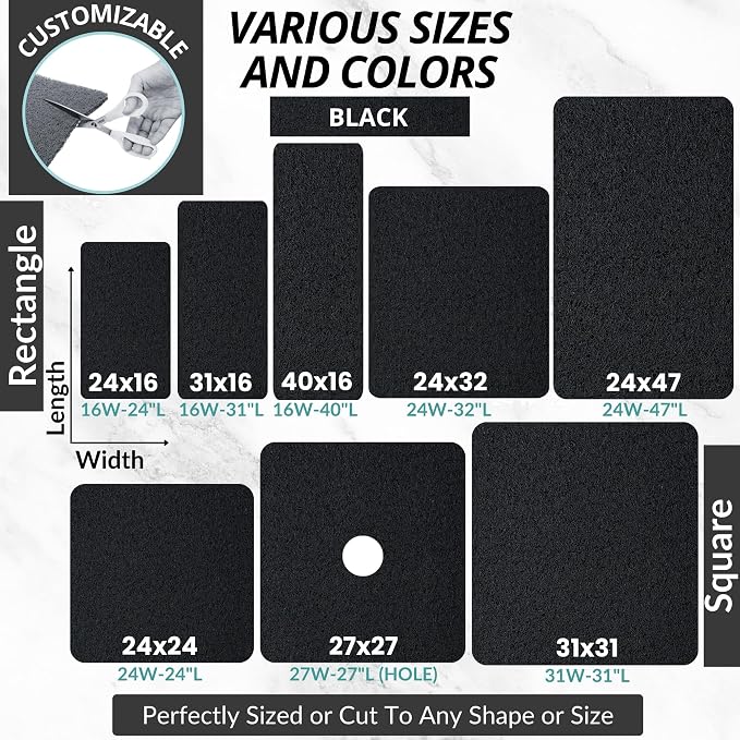 Non Slip Bathtub Mat Shower Mat for Tub - Loofah Bath Mats for Bathroom - 31x16 Bathtub Floor Mat - Textured Anti Slip Bath Mat Without Suction Cups - Secure Mat for Wet Areas (31x16 Black)