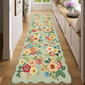 DUKINO 2x8 Washable Runner Rug, Lightweight Soft Floral Hallway Rug Runner with Low Pile Design, Non Shedding & Non Slip Backing Thin Indoor Carpet for Bedroom, Bathroom, Entrance, Kitchen, Green