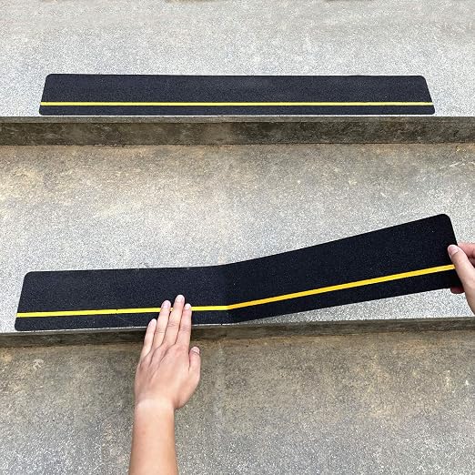 COSIMIXO 4" x 30" 10Pack Anti Slip Stair Tread with Reflective Strips,Best Grip Non Skid Tape,Anti-Skid Tape, High Traction Adhesive for Stairs Step